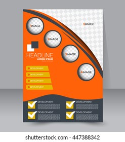 Abstract flyer design background. Brochure template. To be used for magazine cover, business mockup, education, presentation, report. Orange and grey color.