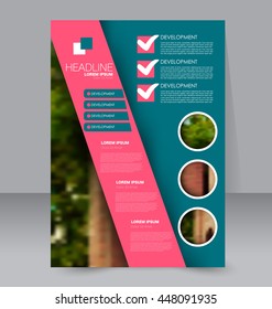 Abstract flyer design background. Brochure template. To be used for magazine cover, business mockup, education, presentation, report. Pink and blue color.