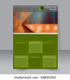 Abstract flyer design background. Brochure template. To be used for magazine cover, business mockup, education, presentation, report. Green color.