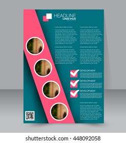 Abstract flyer design background. Brochure template. To be used for magazine cover, business mockup, education, presentation, report. Pink and blue color.