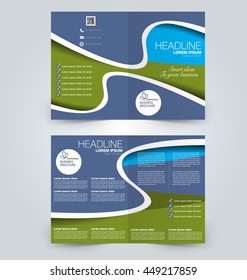 Abstract flyer design background. Brochure template. Can be used for magazine cover, business mockup, education, presentation, report. Blue and green color.