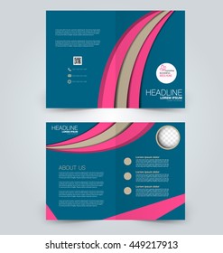 Abstract flyer design background. Brochure template. Can be used for magazine cover, business mockup, education, presentation, report. Blue, pink, and brown color.