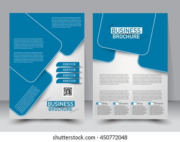 Abstract flyer design background. Brochure template. Can be used for magazine cover, business mockup, education, presentation, report. a4 size with editable elements. Blue color.