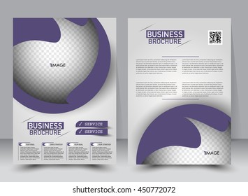 Abstract flyer design background. Brochure template. Can be used for magazine cover, business mockup, education, presentation, report. a4 size with editable elements. Purple color.