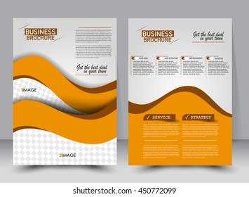 Abstract flyer design background. Brochure template. Can be used for magazine cover, business mockup, education, presentation, report. a4 size with editable elements. Orange color.