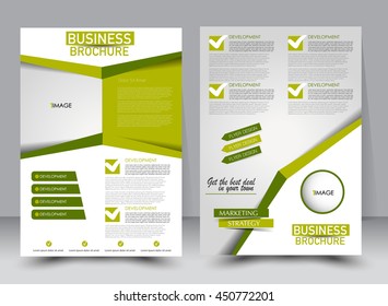 Abstract flyer design background. Brochure template. Can be used for magazine cover, business mockup, education, presentation, report. a4 size with editable elements. Green color.