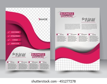 Abstract flyer design background. Brochure template. Can be used for magazine cover, business mockup, education, presentation, report. a4 size with editable elements. Pink color.
