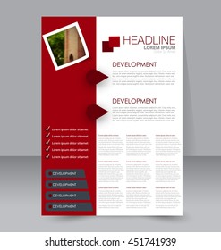 Abstract flyer design background. Brochure template. To be used for magazine cover, business mockup, education, presentation, report. Red color.