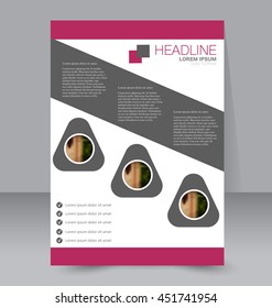Abstract flyer design background. Brochure template. To be used for magazine cover, business mockup, education, presentation, report. Pink and grey color