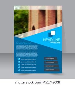 Abstract flyer design background. Brochure template. To be used for magazine cover, business mockup, education, presentation, report. Blue color
