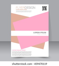 Abstract flyer design background. Brochure template. To be used for magazine cover, business mockup, education, presentation, report.  Pink and brown color.