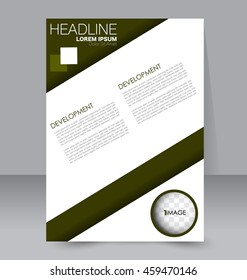 Abstract flyer design background. Brochure template. To be used for magazine cover, business mockup, education, presentation, report.  Green color.