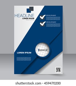 Abstract flyer design background. Brochure template. To be used for magazine cover, business mockup, education, presentation, report.  Blue color.