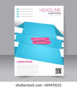 Abstract flyer design background. Brochure template. To be used for magazine cover, business mockup, education, presentation, report.  Blue and pink color.