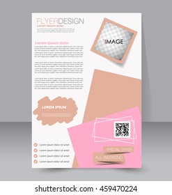 Abstract flyer design background. Brochure template. To be used for magazine cover, business mockup, education, presentation, report.  Pink and brown color.