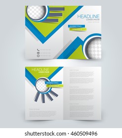 Abstract flyer design background. Brochure template. Can be used for magazine cover, business mockup, education, presentation, report. Blue and green color