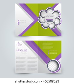 Abstract flyer design background. Brochure template. Can be used for magazine cover, business mockup, education, presentation, report. Green and purple color