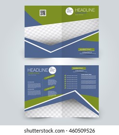 Abstract flyer design background. Brochure template. Can be used for magazine cover, business mockup, education, presentation, report. Blue and green color
