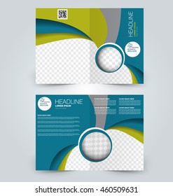 Abstract flyer design background. Brochure template. Can be used for magazine cover, business mockup, education, presentation, report. Blue and green color.