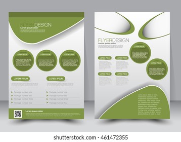 Abstract flyer design background. Brochure template. Can be used for magazine cover, business mockup, education, presentation, report. a4 size with editable elements. Green color.