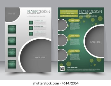 Abstract flyer design background. Brochure template. Can be used for magazine cover, business mockup, education, presentation, report. a4 size with editable elements. Green color.