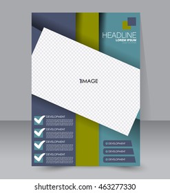 Abstract flyer design background. Brochure template. To be used for magazine cover, business mockup, education, presentation, report.  Green and blue color