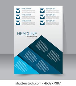 Abstract flyer design background. Brochure template. To be used for magazine cover, business mockup, education, presentation, report.  Blue color