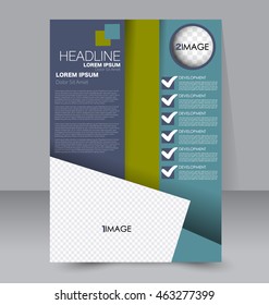 Abstract flyer design background. Brochure template. To be used for magazine cover, business mockup, education, presentation, report.  Green and blue color