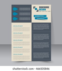 Abstract flyer design background. Brochure template. To be used for magazine cover, business mockup, education, presentation, report.  Blue color.