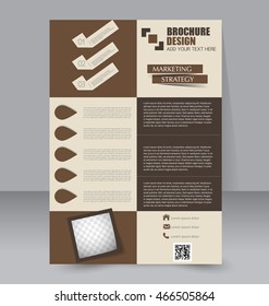 Abstract flyer design background. Brochure template. To be used for magazine cover, business mockup, education, presentation, report.  Brown color.
