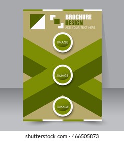 Abstract flyer design background. Brochure template. To be used for magazine cover, business mockup, education, presentation, report.  Green color.