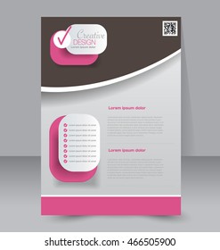 Abstract flyer design background. Brochure template. To be used for magazine cover, business mockup, education, presentation, report.  Pink and brown color.