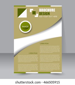 Abstract flyer design background. Brochure template. To be used for magazine cover, business mockup, education, presentation, report.  Green color.