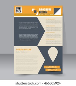 Abstract flyer design background. Brochure template. To be used for magazine cover, business mockup, education, presentation, report.  Orange color.