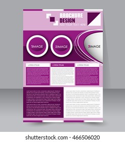 Abstract flyer design background. Brochure template. To be used for magazine cover, business mockup, education, presentation, report.  Purple color.