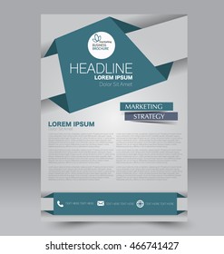 Abstract flyer design background. Brochure template. To be used for magazine cover, business mockup, education, presentation, report.  Blue color.