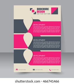 Abstract flyer design background. Brochure template. To be used for magazine cover, business mockup, education, presentation, report.  Pink and grey color.