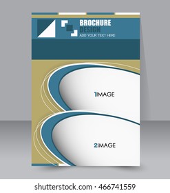 Abstract flyer design background. Brochure template. To be used for magazine cover, business mockup, education, presentation, report.  Green and blue color.