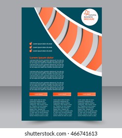 Abstract flyer design background. Brochure template. To be used for magazine cover, business mockup, education, presentation, report.  Blue and orange color.
