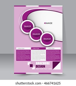 Abstract flyer design background. Brochure template. To be used for magazine cover, business mockup, education, presentation, report.  Purple color.