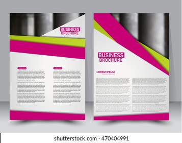 Abstract flyer design background. Brochure template. Annual report cover. For magazine front page, business, education, presentation.  Vector illustration a4 size. Green and pink color.