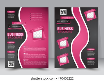 Abstract flyer design background. Brochure template. Annual report cover. For magazine front page, business, education, presentation. Vector illustration a4 size. Black and pink color.