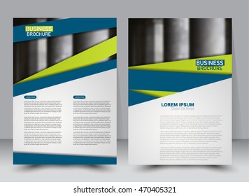 Abstract flyer design background. Brochure template. Annual report cover. For magazine front page, business, education, presentation. Vector illustration a4 size. Blue and green color.