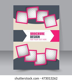 Abstract flyer design background. Brochure template. To be used for magazine cover, business mockup, education, presentation, report.  Pink and grey color