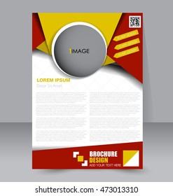 Abstract flyer design background. Brochure template. For magazine cover, business mockup, education, presentation, report.  Red and yellow color. Vector illustration