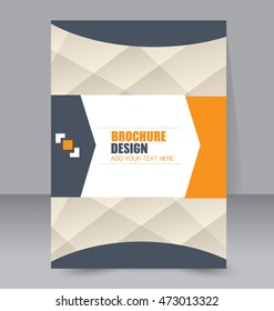 Abstract flyer design background. Brochure template. For magazine cover, business mockup, education, presentation, report.  Orange and grey color. Vector illustration