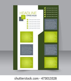 Abstract flyer design background. Brochure template. For magazine cover, business mockup, education, presentation, report.  Green color. Vector illustration