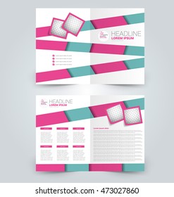 Abstract flyer design background. Brochure template. Can be used for magazine cover, business mockup, education, presentation, report. Green and pink color
