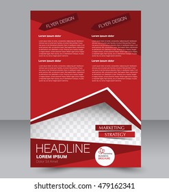 Abstract flyer design background. Brochure template. To be used for magazine cover, business mockup, education, presentation, report.  Red color.