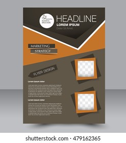 Abstract flyer design background. Brochure template. To be used for magazine cover, business mockup, education, presentation, report. Brown and orange color.